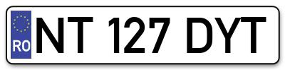 Placuta inmatriculare numar auto  NT-127-DYT, NT 127 DYT, NT127DYT