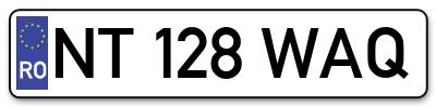 Placuta inmatriculare numar auto  NT-128-WAQ, NT 128 WAQ, NT128WAQ