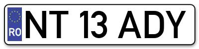 Placuta inmatriculare numar auto  NT-13-ADY, NT 13 ADY, NT13ADY