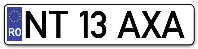 Placuta inmatriculare numar auto  NT-13-AXA, NT 13 AXA, NT13AXA