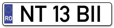 Placuta inmatriculare numar auto  NT-13-BII, NT 13 BII, NT13BII