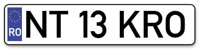 Placuta inmatriculare numar auto  NT-13-KRO, NT 13 KRO, NT13KRO