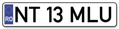 Placuta inmatriculare numar auto  NT-13-MLU, NT 13 MLU, NT13MLU