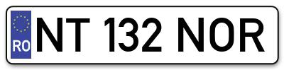 Placuta inmatriculare numar auto  NT-132-NOR, NT 132 NOR, NT132NOR