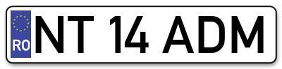 Placuta inmatriculare numar auto  NT-14-ADM, NT 14 ADM, NT14ADM