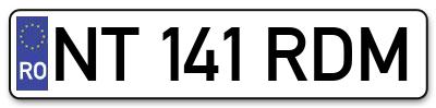 Placuta inmatriculare numar auto  NT-141-RDM, NT 141 RDM, NT141RDM