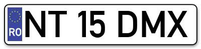 Placuta inmatriculare numar auto  NT-15-DMX, NT 15 DMX, NT15DMX