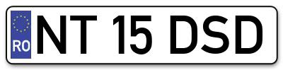 Placuta inmatriculare numar auto  NT-15-DSD, NT 15 DSD, NT15DSD