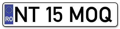 Placuta inmatriculare numar auto  NT-15-MOQ, NT 15 MOQ, NT15MOQ