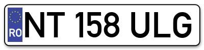 Placuta inmatriculare numar auto  NT-158-ULG, NT 158 ULG, NT158ULG