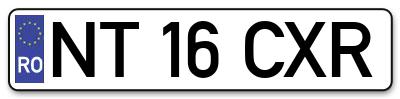 Placuta inmatriculare numar auto  NT-16-CXR, NT 16 CXR, NT16CXR