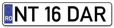 Placuta inmatriculare numar auto  NT-16-DAR, NT 16 DAR, NT16DAR