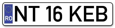 Placuta inmatriculare numar auto  NT-16-KEB, NT 16 KEB, NT16KEB