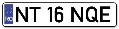 Placuta inmatriculare numar auto  NT-16-NQE, NT 16 NQE, NT16NQE