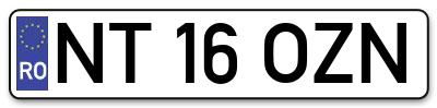 Placuta inmatriculare numar auto  NT-16-OZN, NT 16 OZN, NT16OZN