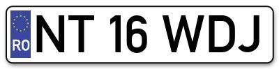 Placuta inmatriculare numar auto  NT-16-WDJ, NT 16 WDJ, NT16WDJ