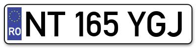 Placuta inmatriculare numar auto  NT-165-YGJ, NT 165 YGJ, NT165YGJ
