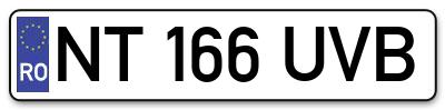 Placuta inmatriculare numar auto  NT-166-UVB, NT 166 UVB, NT166UVB