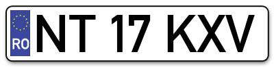 Placuta inmatriculare numar auto  NT-17-KXV, NT 17 KXV, NT17KXV