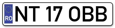 Placuta inmatriculare numar auto  NT-17-OBB, NT 17 OBB, NT17OBB