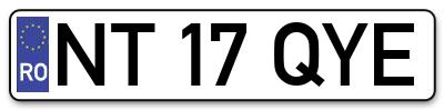 Placuta inmatriculare numar auto  NT-17-QYE, NT 17 QYE, NT17QYE