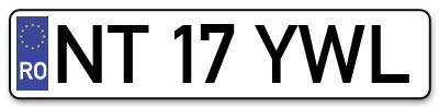 Placuta inmatriculare numar auto  NT-17-YWL, NT 17 YWL, NT17YWL