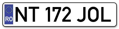Placuta inmatriculare numar auto  NT-172-JOL, NT 172 JOL, NT172JOL