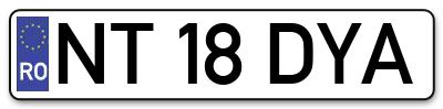 Placuta inmatriculare numar auto  NT-18-DYA, NT 18 DYA, NT18DYA