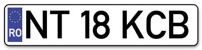 Placuta inmatriculare numar auto  NT-18-KCB, NT 18 KCB, NT18KCB