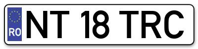 Placuta inmatriculare numar auto  NT-18-TRC, NT 18 TRC, NT18TRC