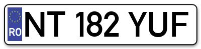 Placuta inmatriculare numar auto  NT-182-YUF, NT 182 YUF, NT182YUF