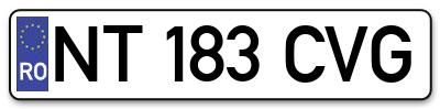 Placuta inmatriculare numar auto  NT-183-CVG, NT 183 CVG, NT183CVG