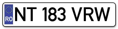 Placuta inmatriculare numar auto  NT-183-VRW, NT 183 VRW, NT183VRW
