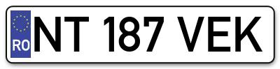 Placuta inmatriculare numar auto  NT-187-VEK, NT 187 VEK, NT187VEK
