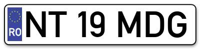 Placuta inmatriculare numar auto  NT-19-MDG, NT 19 MDG, NT19MDG