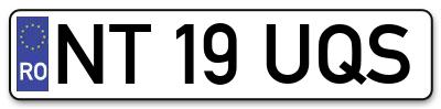 Placuta inmatriculare numar auto  NT-19-UQS, NT 19 UQS, NT19UQS