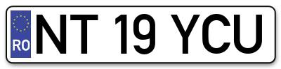 Placuta inmatriculare numar auto  NT-19-YCU, NT 19 YCU, NT19YCU