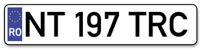 Placuta inmatriculare numar auto  NT-197-TRC, NT 197 TRC, NT197TRC