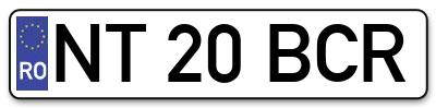 Placuta inmatriculare numar auto  NT-20-BCR, NT 20 BCR, NT20BCR