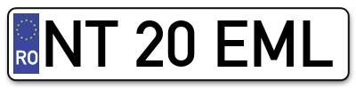 Placuta inmatriculare numar auto  NT-20-EML, NT 20 EML, NT20EML