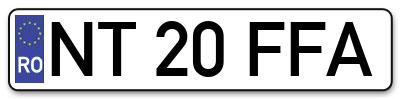 Placuta inmatriculare numar auto  NT-20-FFA, NT 20 FFA, NT20FFA