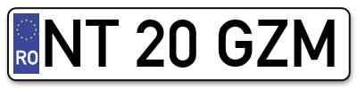 Placuta inmatriculare numar auto  NT-20-GZM, NT 20 GZM, NT20GZM
