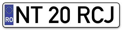 Placuta inmatriculare numar auto  NT-20-RCJ, NT 20 RCJ, NT20RCJ