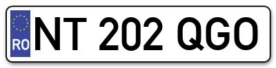 Placuta inmatriculare numar auto  NT-202-QGO, NT 202 QGO, NT202QGO