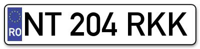 Placuta inmatriculare numar auto  NT-204-RKK, NT 204 RKK, NT204RKK