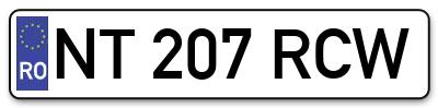 Placuta inmatriculare numar auto  NT-207-RCW, NT 207 RCW, NT207RCW