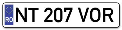Placuta inmatriculare numar auto  NT-207-VOR, NT 207 VOR, NT207VOR