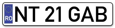 Placuta inmatriculare numar auto  NT-21-GAB, NT 21 GAB, NT21GAB