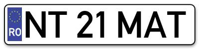 Placuta inmatriculare numar auto  NT-21-MAT, NT 21 MAT, NT21MAT