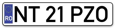 Placuta inmatriculare numar auto  NT-21-PZO, NT 21 PZO, NT21PZO